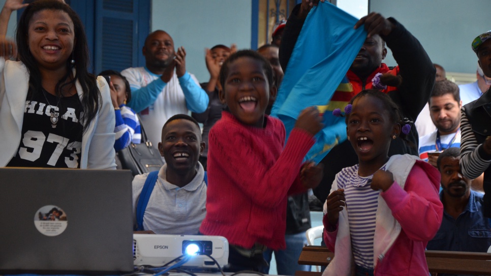 Congolese refugees celebrate Team Refugees