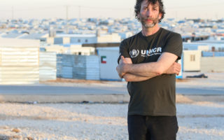 UNHCR High Profile Supporter, Neil Gaiman, visits Zaatari camp.