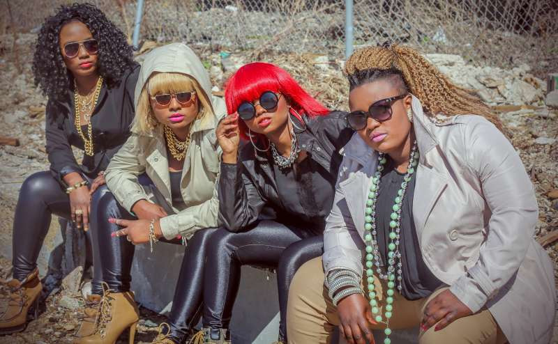 The four Bahati sisters, who fled to Uganda from the Democratic Republic of the Congo more than a decade ago. Today, they live in Canada and have formed a popular hip hop band called Thebahatizz. From left to right the sisters are: Rachel, Francine, Odette, Sylvie.
