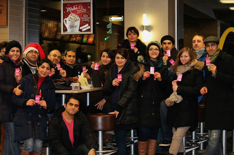 Mahzad Sharifahmadian (third from right) and the group of volunteers gathered for a group picture after the event, Montreal, Canada