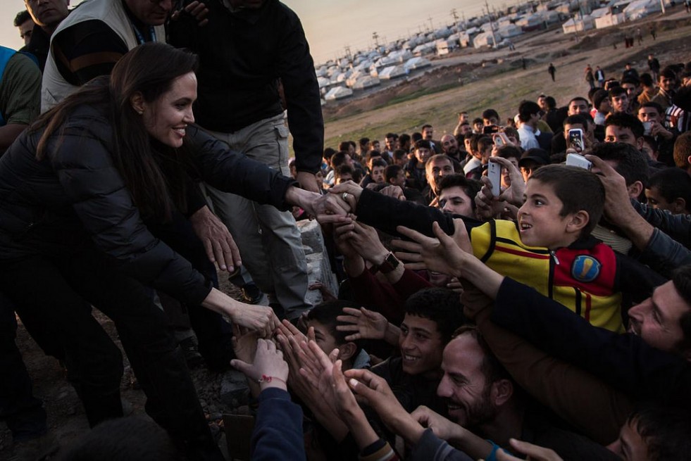 UNHCR Special Envoy Angelina Jolie meets members of the Yazidi minority in Khanke IDP Camp, Iraq, on 25 January, 2015. Ms Jolie was visiting Syrian refugees and displaced Iraqi citizens in the Kurdistan Region of Iraq to offer support to 3.3 million displaced people in the country and highlight their dire needs.