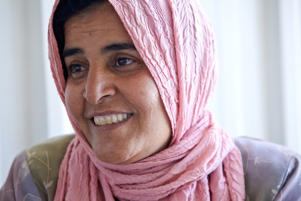 Esaf, 40, outside the shelter she shares with her family of seven at Azraq refugee camp in Jordan. “We feel as though we are back in the olden days without power.”