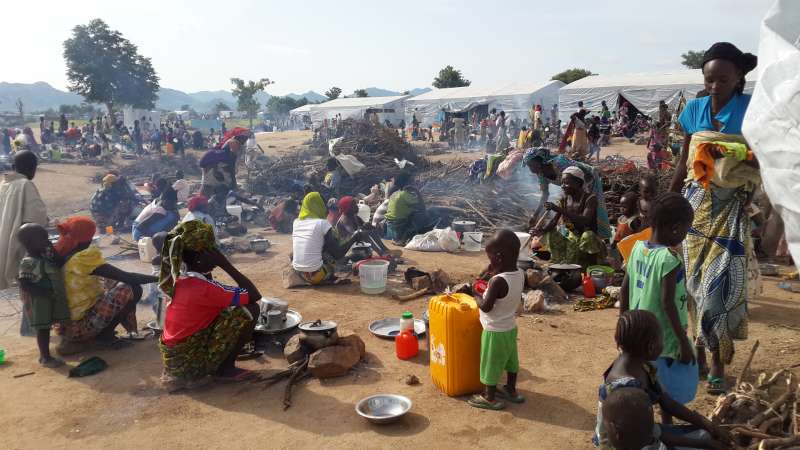Nigerian refugees at the Minawao camp in Cameroon's Far North region. Fresh fighting has forced thousands to flee to the region.