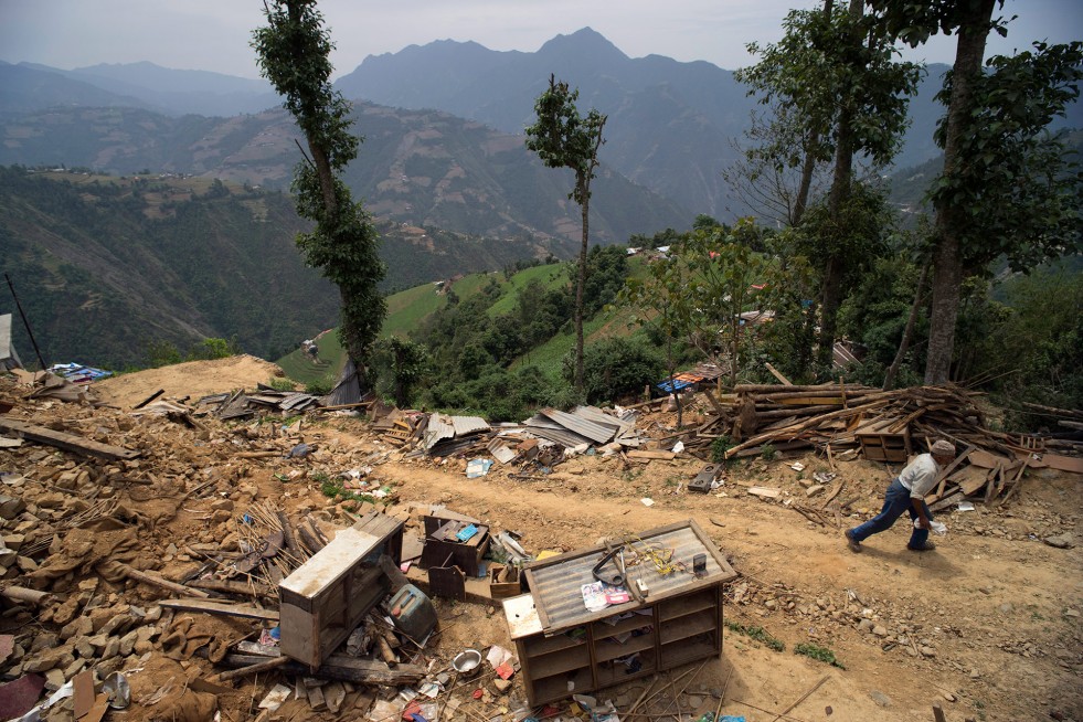 The April earthquake destroyed many homes built upon the steep terrain of Jhankridanda village, in Nepal's Lalitpur District.