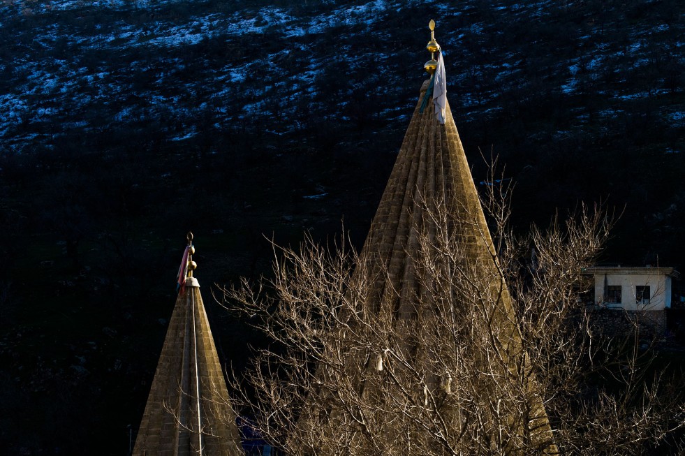 Lalish Temple holds great religious significance to Yazidis. For the first time, says its highest-ranking priest, people are living inside the holy site, having been displaced by war. 