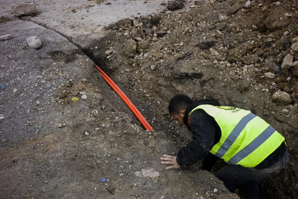 Ali, 17, lays cables in Erbil for a telecom company. The teenager found this job after spending two months searching for work.