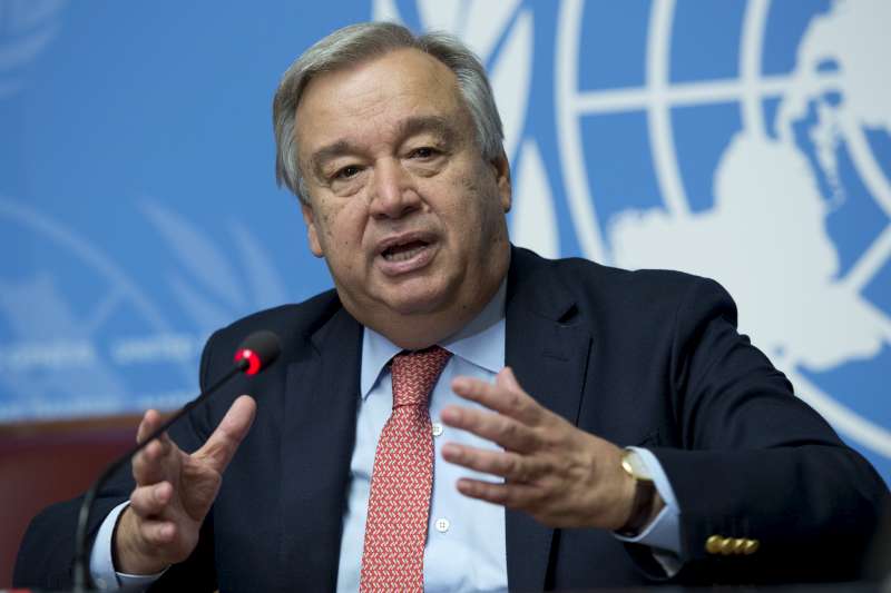 António Guterres, UN High Commissioner for Refugees speaking at the closing press conference of the 66th Executive Committee in Geneva.