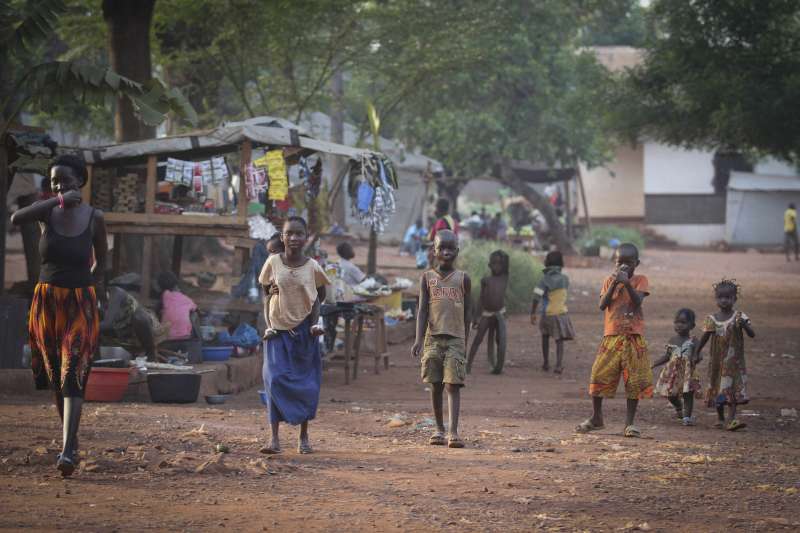 Children at Grand Seminaire site in Bangui where many displaced have taken refuge.