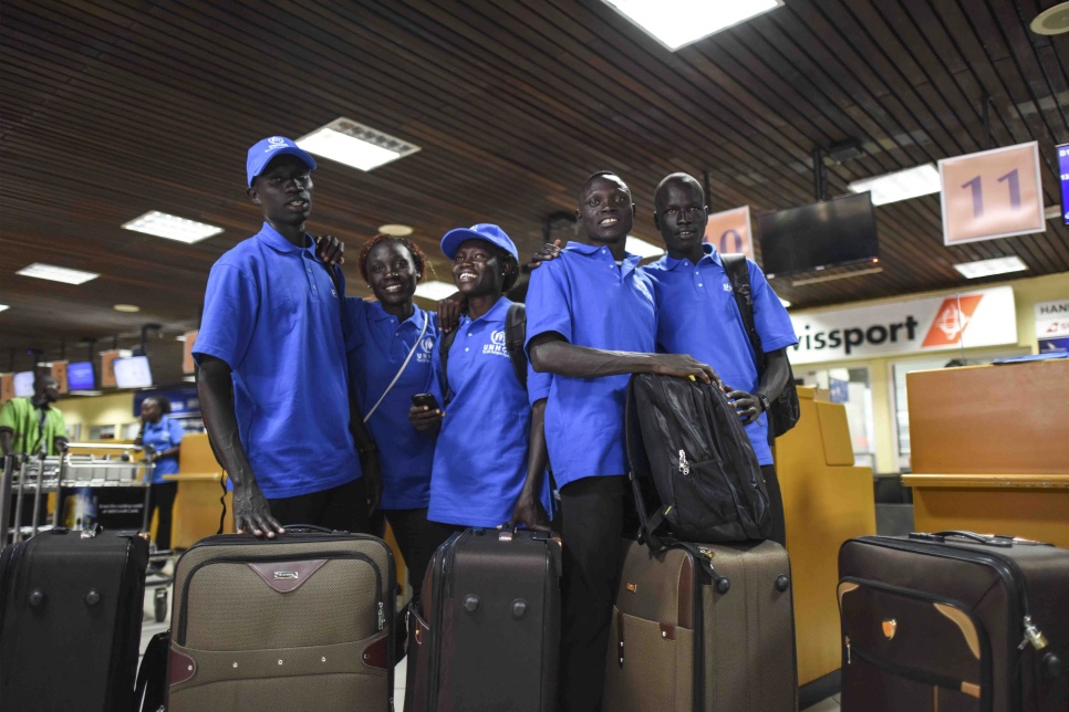 Five South Sudanese refugees who have qualified to compete at the Olympic Games prepare to fly from Kenya to Brazil. © UNHCR/Benjamin Loyseau