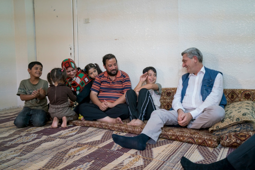 UN High Commissioner for Refugees Filippo Grandi visits a family of Syrian refugees in Amman, Jordan. © UNHCR/Christopher Herwig