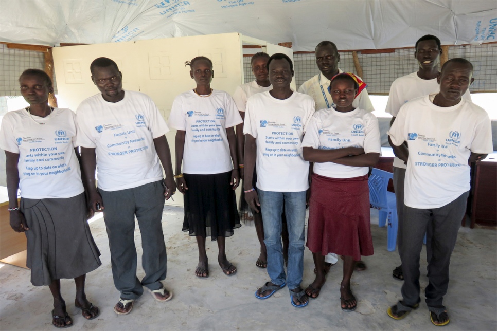 Community outreach volunteers gather inside UNHCR’s Protection Desk at the Protection of Civilians site in Bor, South Sudan’s Jonglei State. © UNHCR/Richard Ruati