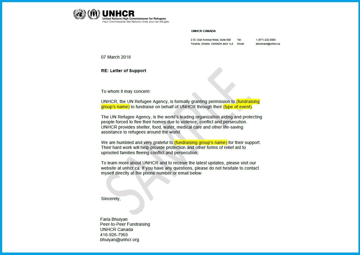 how to write an application letter to unhcr
