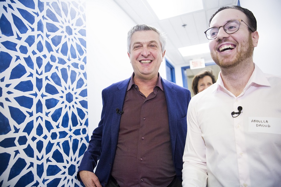 UN High Commissioner for Refugees Filippo Grandi (left) meets DevBloc Executive Director Abdulla Daoud, to hear how the organisation is using innovative apps like Luna AI and Compass to help refugees with immigration forms, housing, language classes, family services, academics and community services. ; On his second visit to Canada as High Commissioner, Filippo Grandi met with Prime Minister Trudeau and praised Canada for being a “champion” of refugees with its generous resettlement efforts. Meeting government officials in Ottawa, he said Canada was among the top 10 donors to UNHCR. Canada has adopted a Feminist International Assistance Policy designed to ensure that 95 per cent of the country’s foreign aid helps improve the lives of women and the country received global attention in 2015 with a programme to resettle 25,000 Syrian refugees. Grandi met Quebec officials to discuss a surge of asylum-seekers at the Canada-US border, spent time with community organisations hoping to improve the resettlement experience, viewed a demonstration by tech students developing applications to assist refugees and met refugee students who received full scholarships to study in Canada.