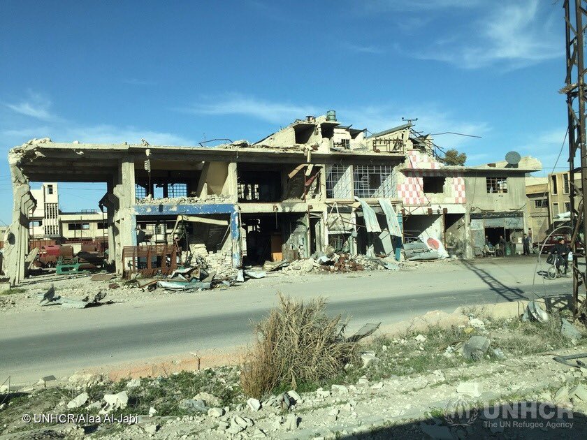 The destruction in Syria wrought by years of bombardment and war. UNHCR Photo