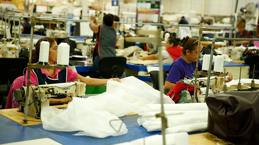 People working in a textile factory in Mexico