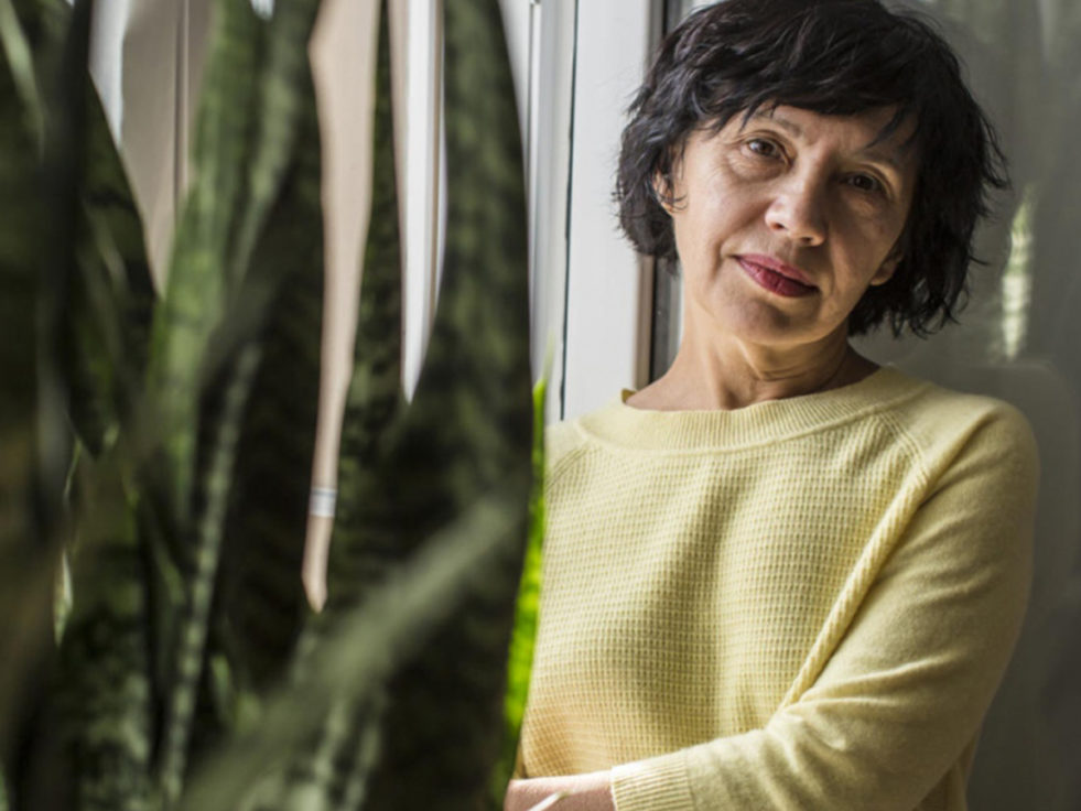 A woman in Ukraine in her home