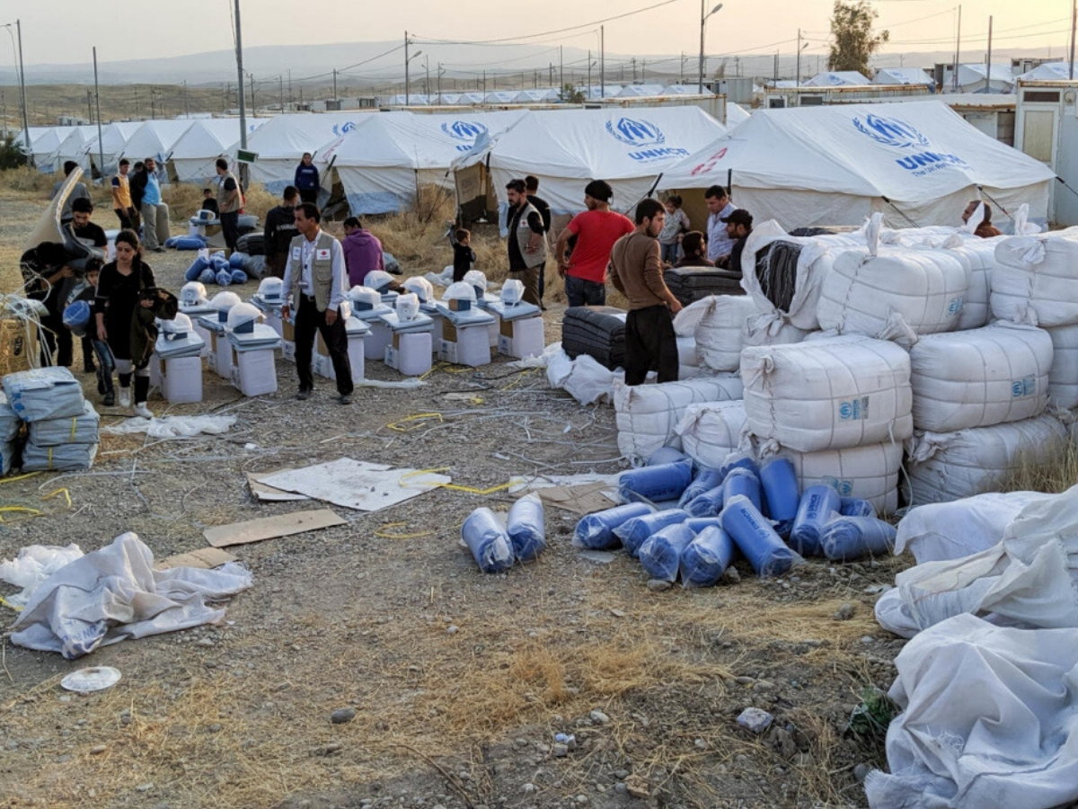 Refugees from Syria in a camp in Iraq