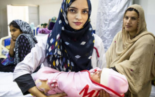 Woman holding baby