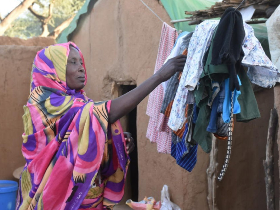 Refugee doing laundry