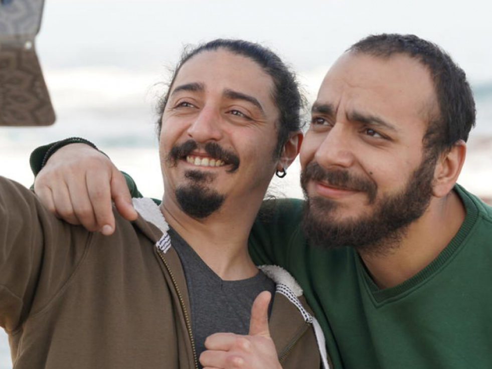 Friends pose for a selfie 