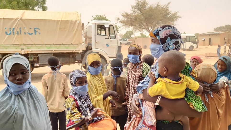 Nigerian refugees being relocated in June to a UNHCR and government supported village, Dan Dadji Makaou, in Niger where they took safety after attacks on their homes