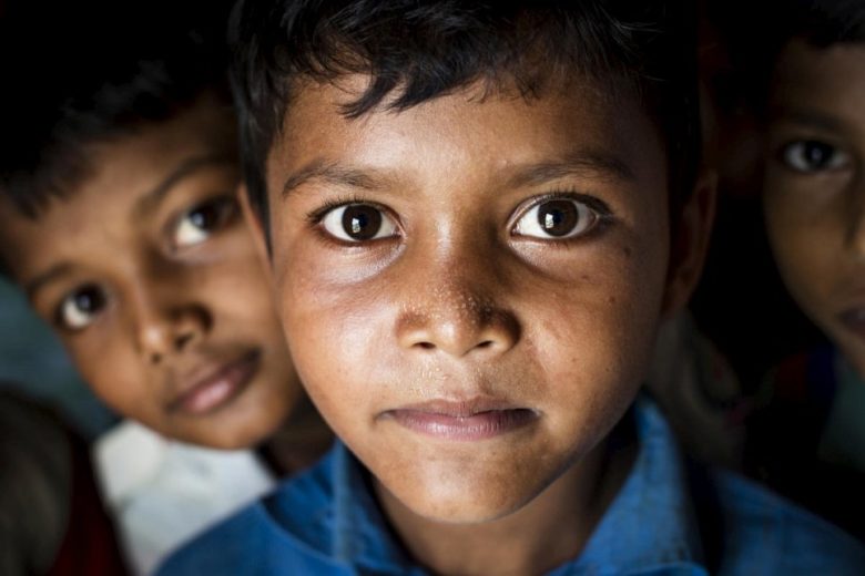 Rohingya children at a child-friendly space in Kutupalong refugee camp, Bangladesh, in July 2019