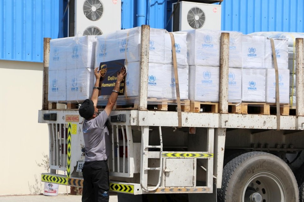 United Arab Emirates. Staff at UNHCR's global stockpile in Dubai prepare an emergency shipment of core relief items be airlifted from Dubai to Chad