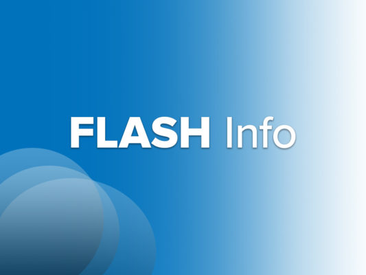 Carte bleue intitulée flash info