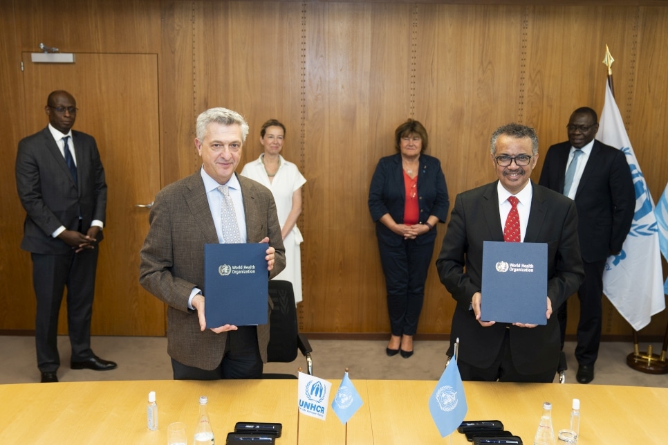 UN High Commissioner for Refugees Filippo Grandi and Director-General, World Health Organization, Dr. Tedros Adhanom Ghebreyesus sign a Memorandum of Understanding focused on the integration of refugees in national health preparedness and response plans globally