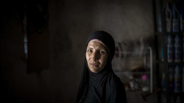 Syrian refugee Kawkab Mustafa pictured inside her shop in the Bab al-Tabbaneh neighbourhood of Tripoli, Lebanon