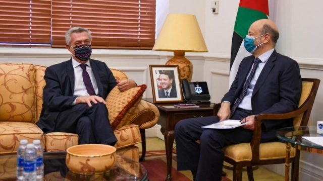 UN High Commissioner for Refugees Filippo Grandi meets with Jordanian Prime Minister Omar Razzaz in Amman