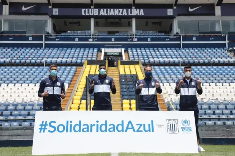 Members of Peru’s Alianza Lima football team