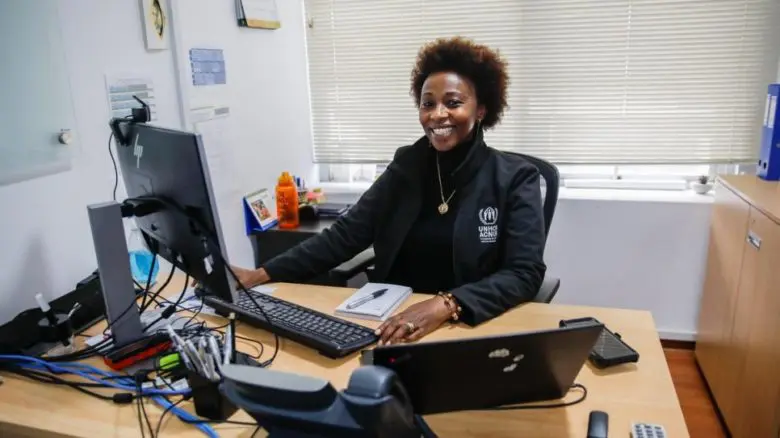 UNHCR senior field coordinator Juliette Murekeyisoni at work in Lima, Peru. 