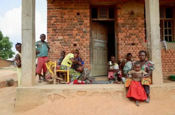 An internally displaced Congolese family shelter in a school in Oicha, North Kivu province, in the Democratic Republic of the Congo, July 2018