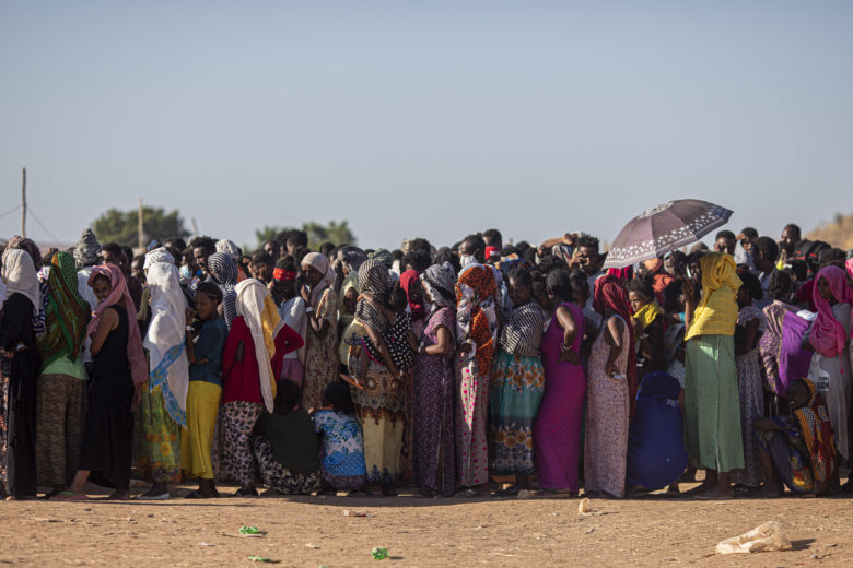 Queue of Ethiopian refugees.
