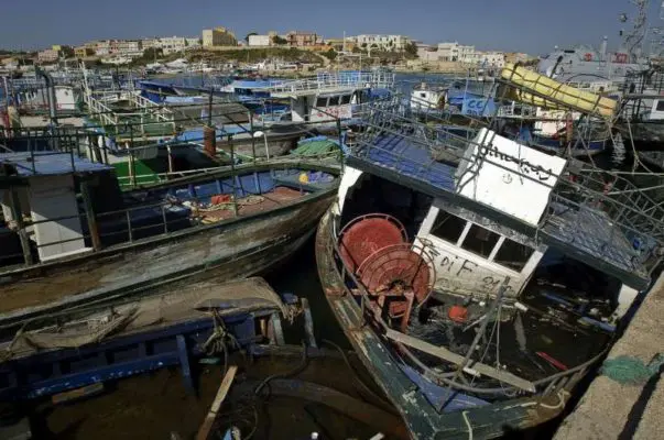 Boats on Libyan shore.