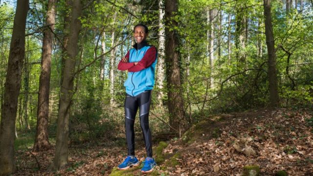 Yonas Kinde in Ham forest, Luxembourg City, where he runs every morning.