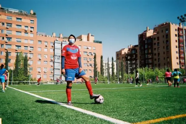 A player from Club Fulanita de Tal women’s football team in Madrid, Spain