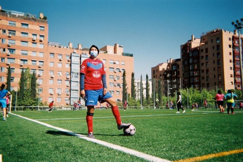 A player from Club Fulanita de Tal women’s football team in Madrid, Spain