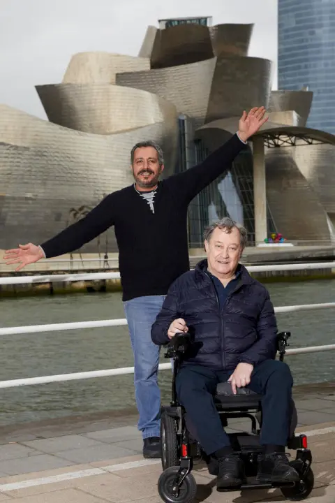 Majed and Joseba in front of Bilbao’s Guggenheim Museum.