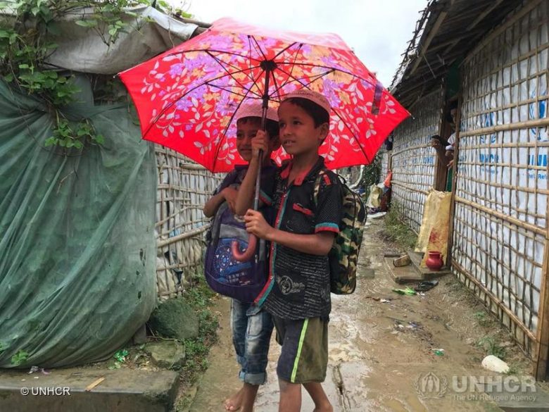 Following heavy monsoon rains, humanitarian agencies have been distributing shelter kits, hot meals and high-energy biscuits to affected families in Rohingya refugee camps and host communities in the area of Cox’s Bazar