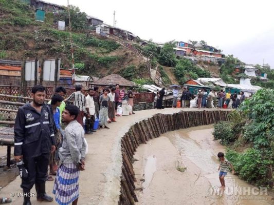 Rohingya refugees in Bangladesh after a monsoon in 2019
