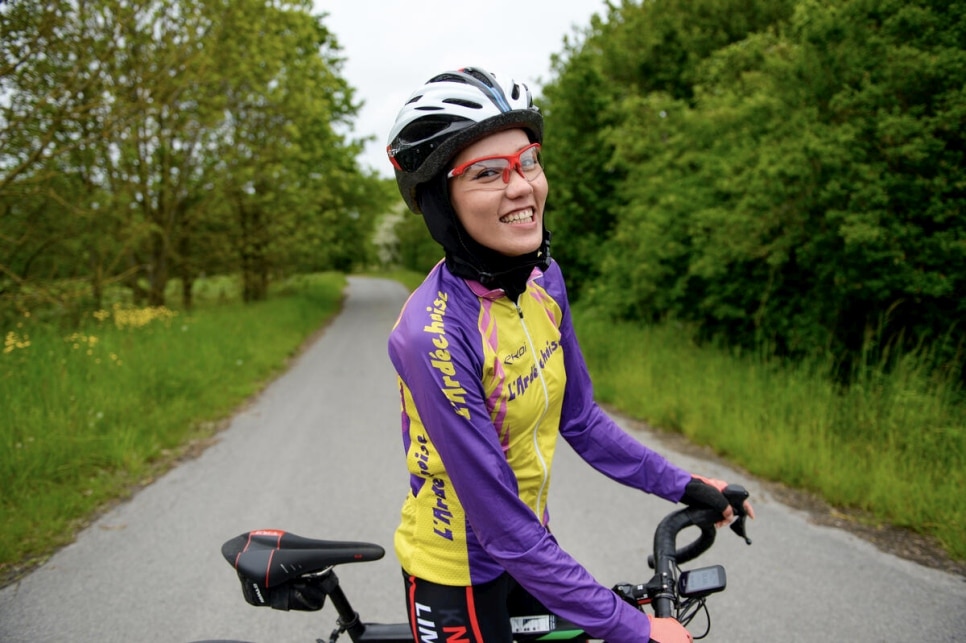 Masomah Ali Zada on her bicycle.