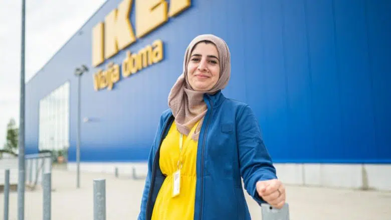 woman looking at camera smiling