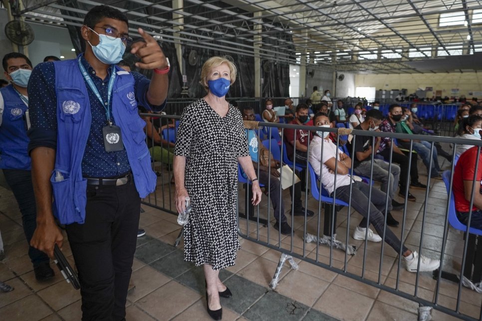 Gillian Triggs visits a refugees service centre