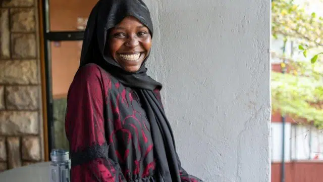 woman smiling at camera