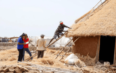 Refugee engineers help to build weatherproof shelters for fellow refugees in Sudan