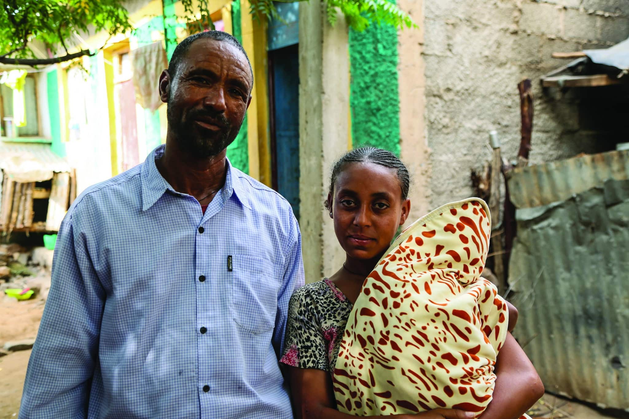 Salam, 20, pictured with her father-in-law, Tesfay. “I have no other relatives. They are the ones keeping me safe.”
