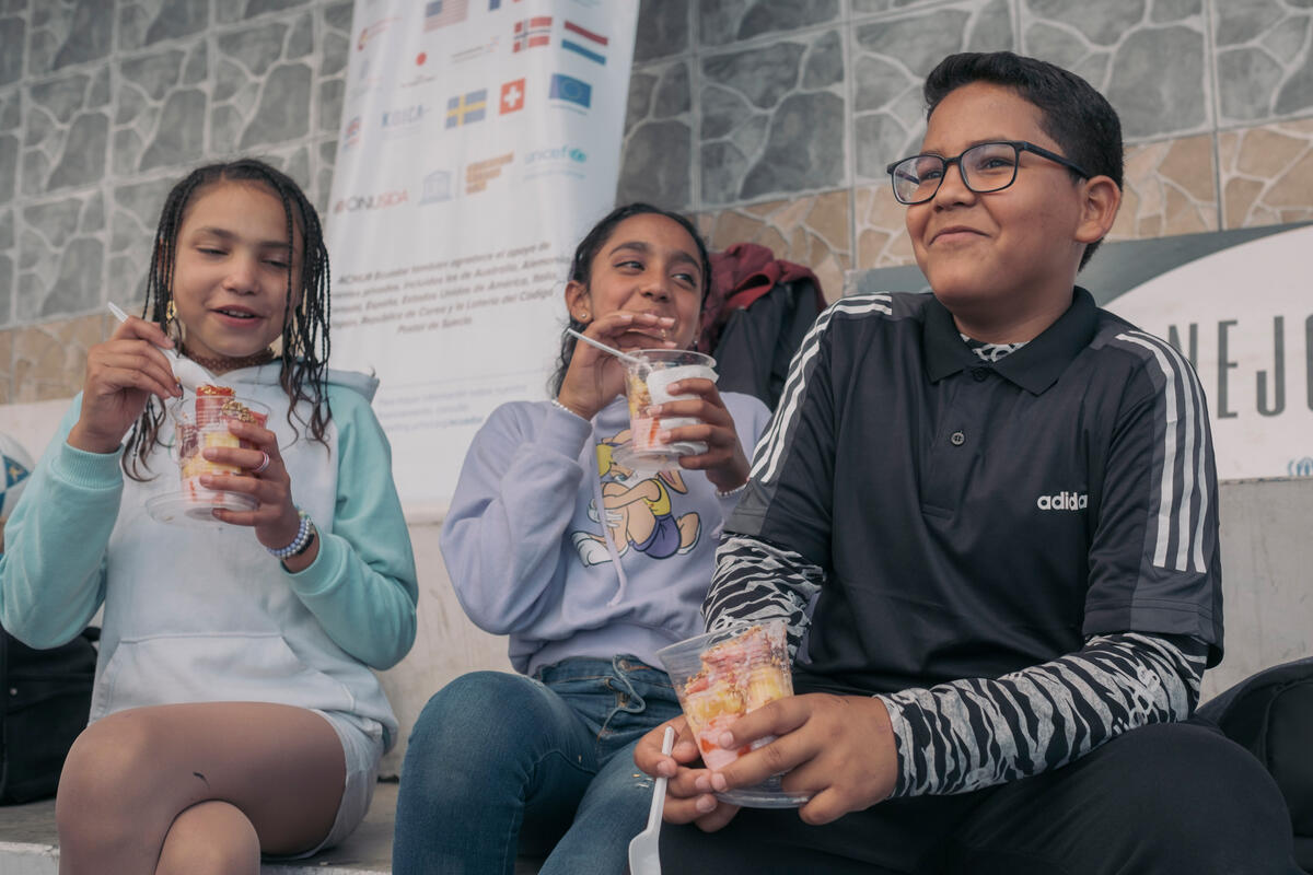 Close-up of kids eating ice-cream